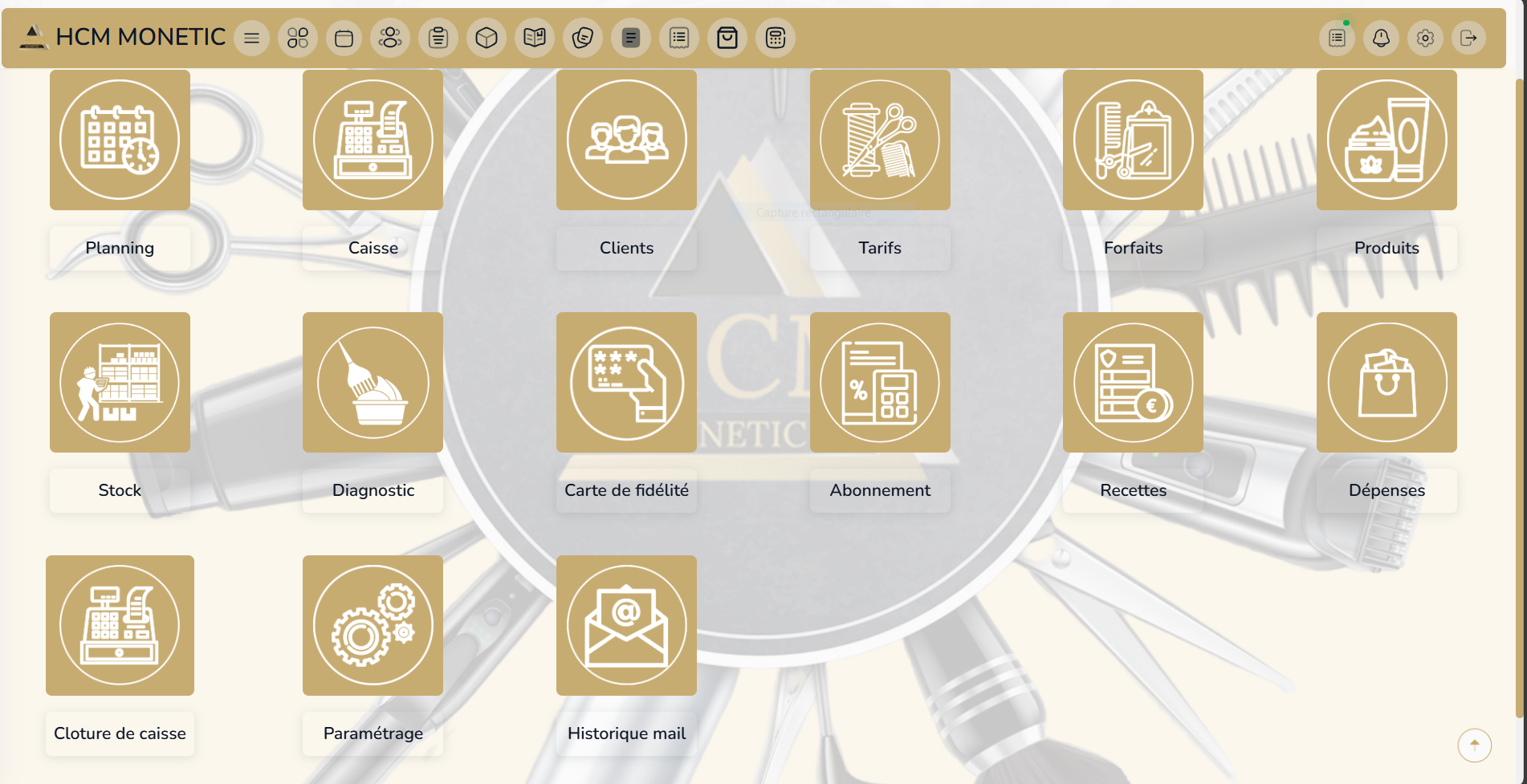 Interface du logiciel HCM MONETIC