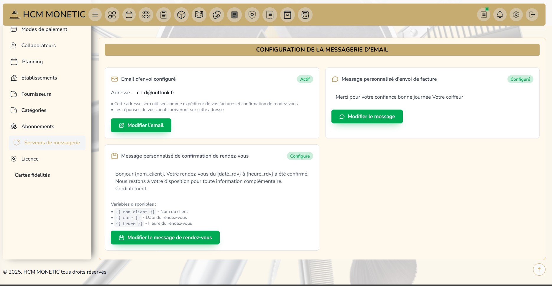Communication Client HCM MONETIC