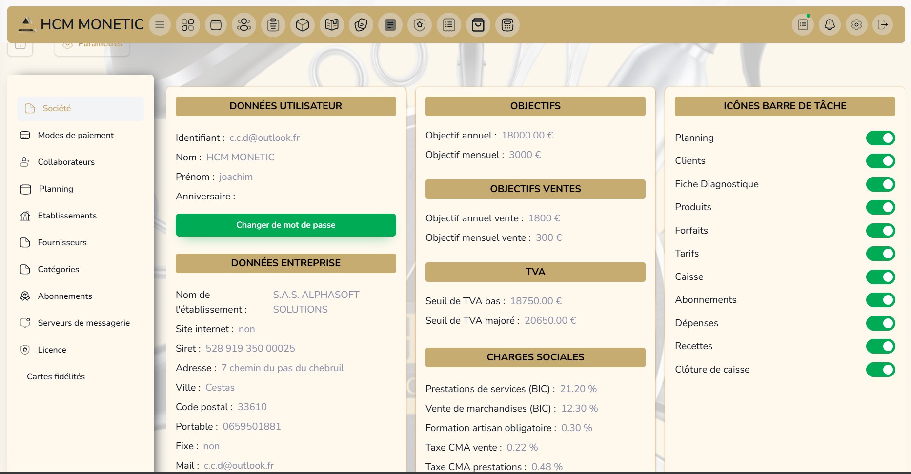 Paramétrage HCM MONETIC